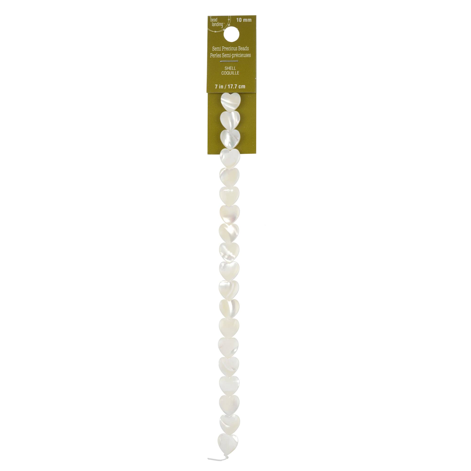 Natural White Shell Heart Beads, 10mm by Bead Landing™